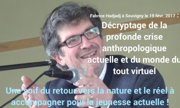Décryptage de la crise anthropologique actuelle : le monde agricole détruit par le monde virtuel ? Quel défi extraordinaire à relever face à une jeunesse qui recherche son héritage anthropologique dans un retour à la nature et à la vie agricole ? Interventions de Fabrice Hadjadj aux Journées Paysannes 2017