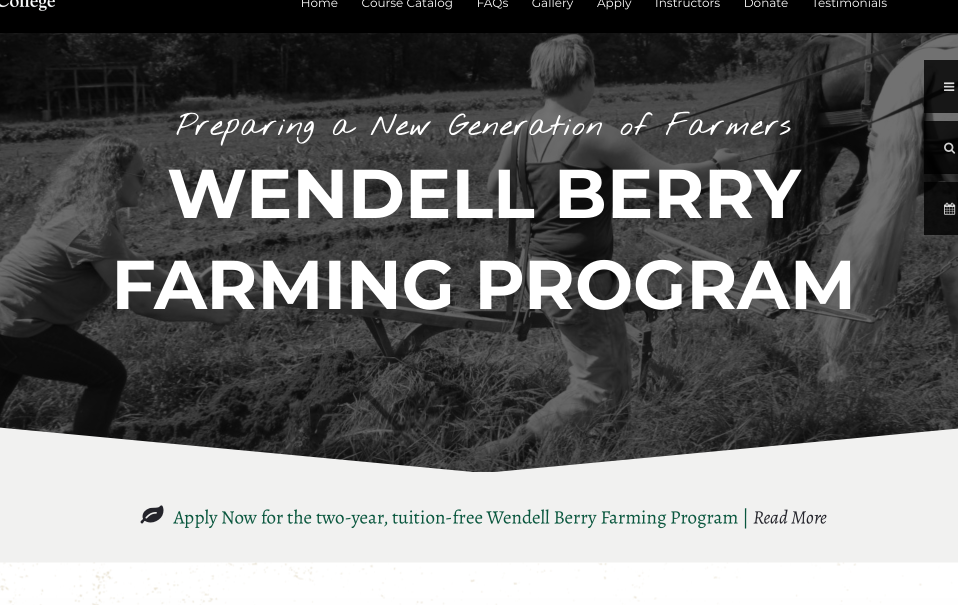 Une nouvelle génération d’agriculteurs aux USA – PROGRAMME D’AGRICULTURE TRADITIONNELLE DE WENDELL BERRY